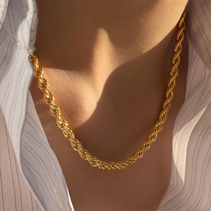 Hip hop gold Fried Dough Twists chain thick bracelet small jewelry chain