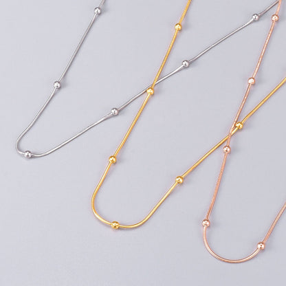 Fashion stainless steel round snake bag bead chain multi-color accessory chain necklace collarbone chain
