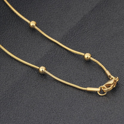 Fashion stainless steel round snake bag bead chain multi-color accessory chain necklace collarbone chain